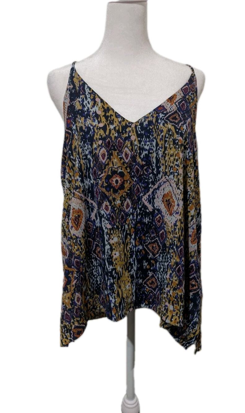 Peyton Jensen Women's Size Medium Ikat Boho Shell Tank Top Sleeveless Shirt EUC